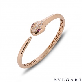 Bvlgari Rose Gold Diamond & Rubellite Serpenti Bracelet Bvlgari Rose Gold Diamond & Rubellite Serpenti Bracelet